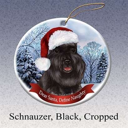Holiday Pet Gifts Schnauzer (Cropped) Black Santa Hat Dog Porcelain Ornament