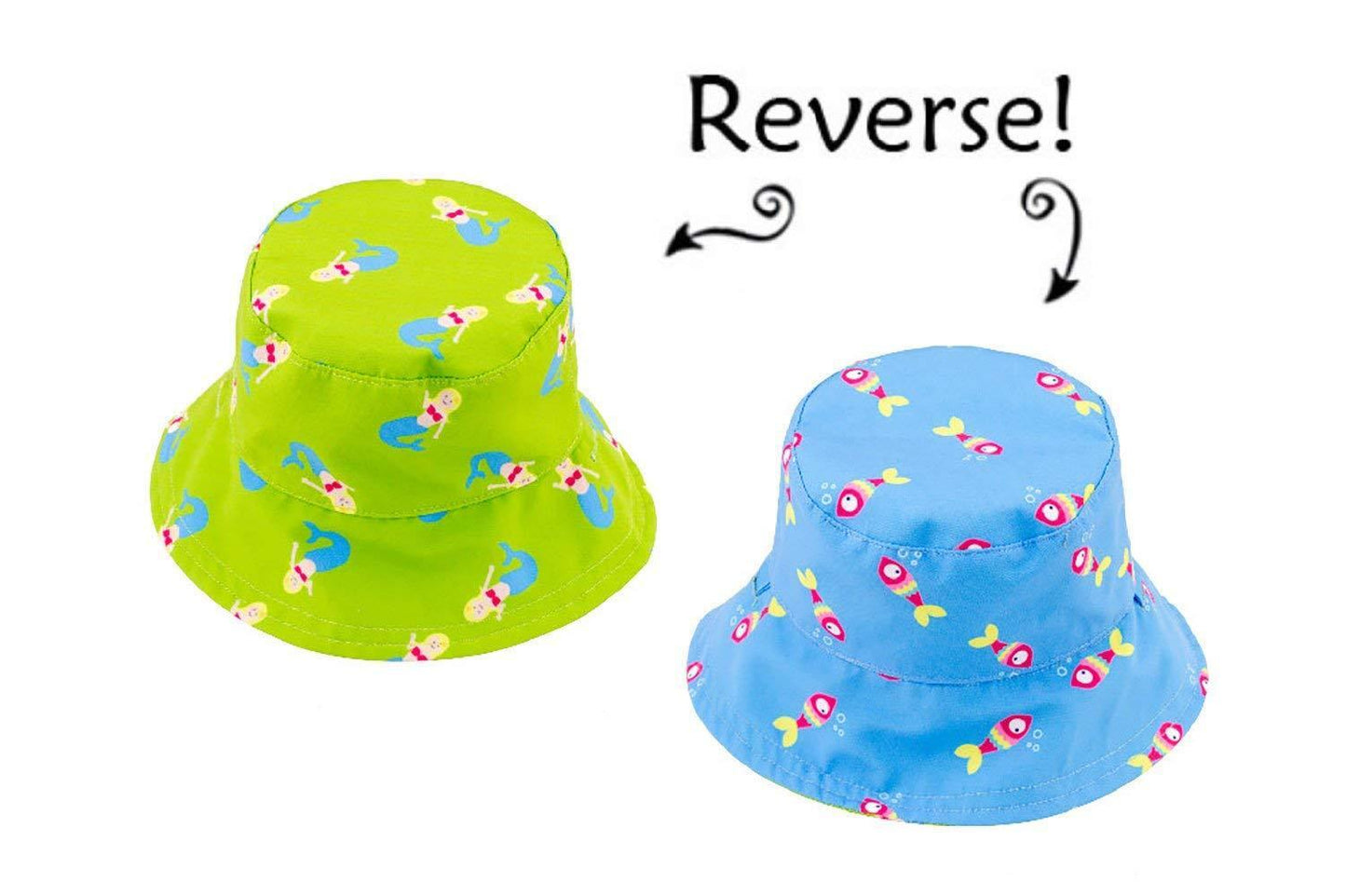FlapJackKids Reversible Baby Sunhat UPF 50+ X-Small (0 - 6 mo) - Mermaid / Fish