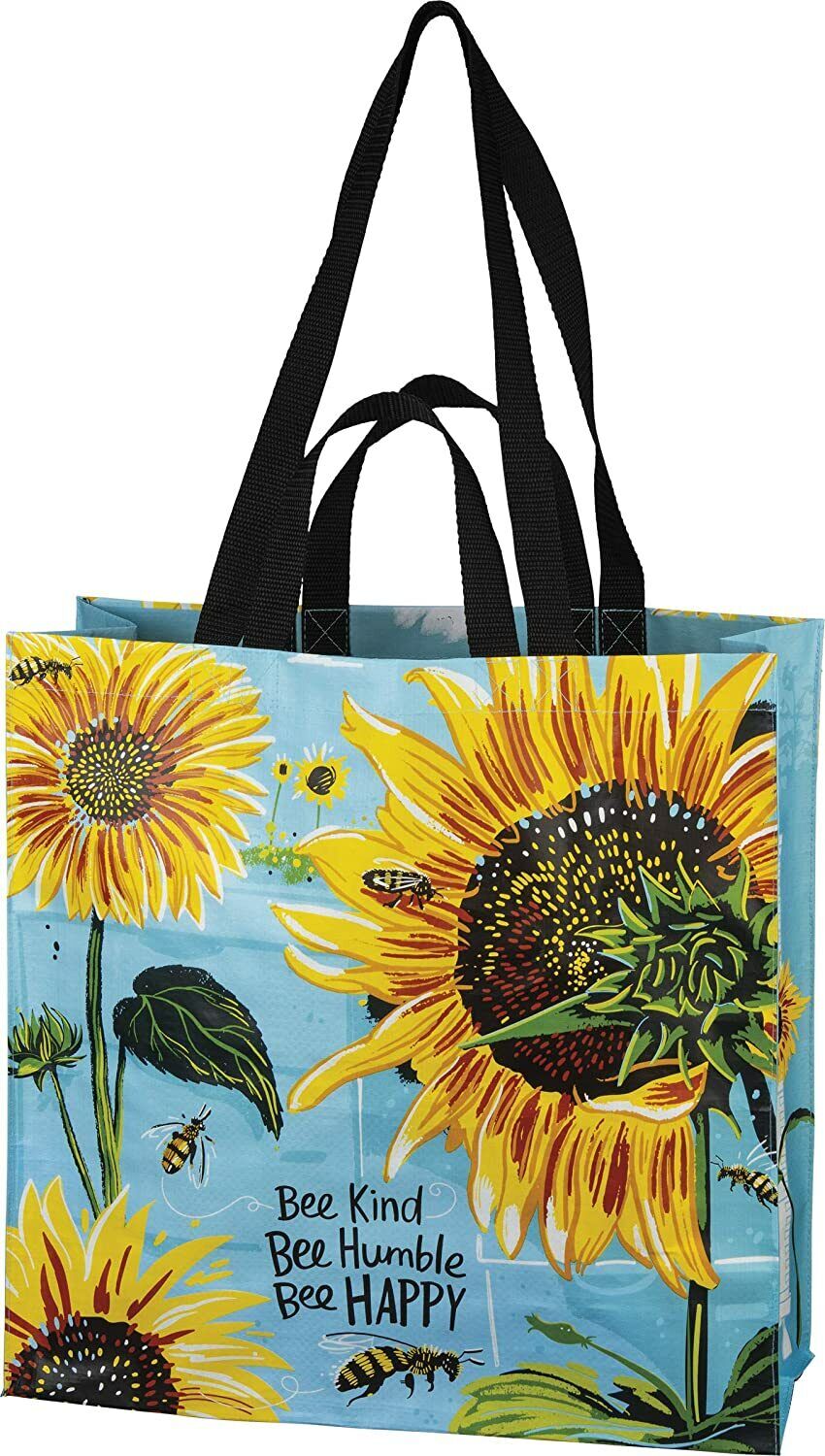 Market Tote - Bee Kind Bee Humble Bee Happy, 15.50" x 15.25" x 6"