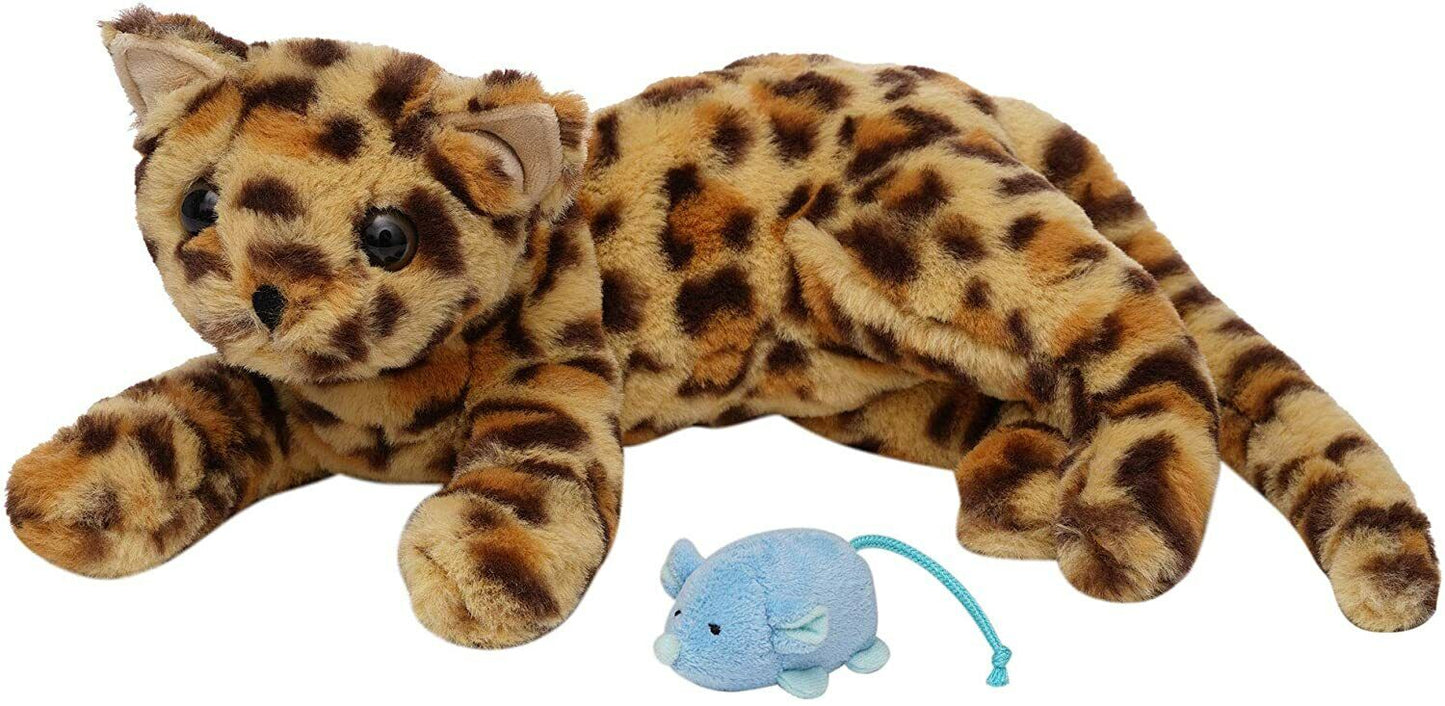 Manhattan Toy Loki Leopard Stuffed Plush Cat w/ Magnetic Front Paws & Mouse Toy