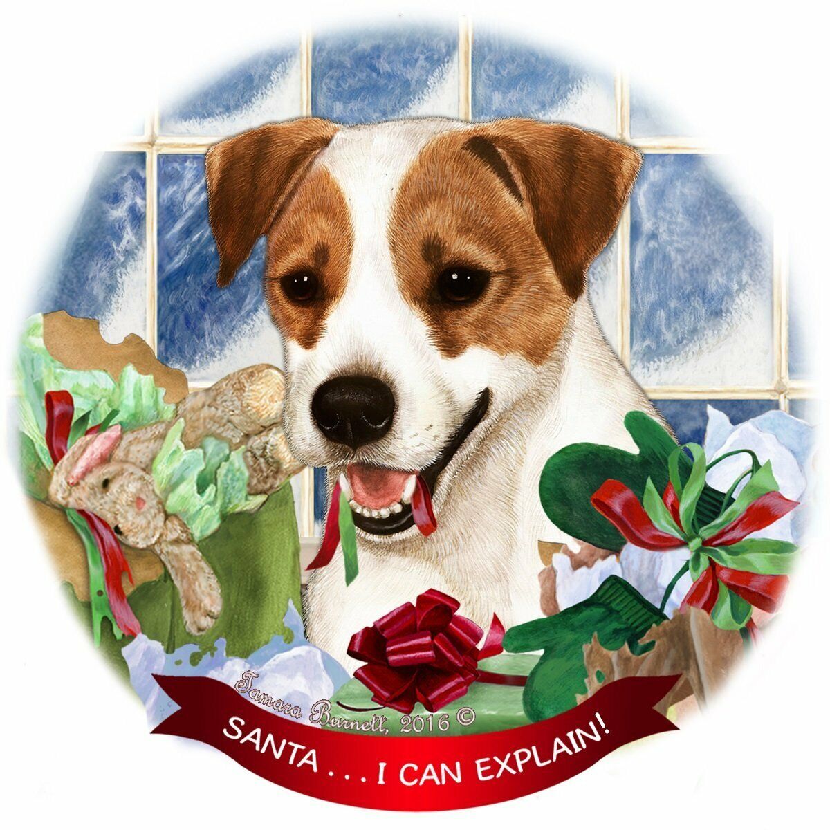 Jack Russell Terrier Dog Porcelain Ornament Pet Gift 'Santa.. I Can Explain!'