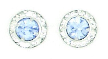 Finishing Touch Crystal Rondelle Earrings - Light Sapphire - Silver Finish