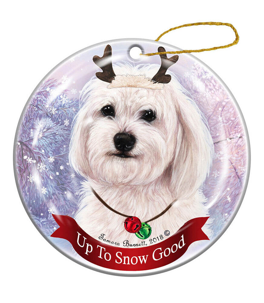 Holiday Pet Gifts White Havanese Dog Porcelain Christmas Ornament
