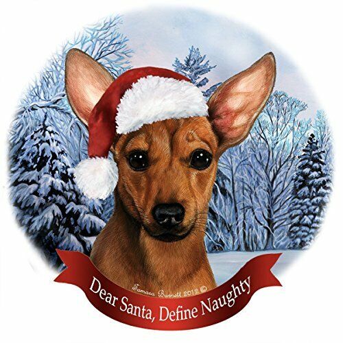 Holiday Pet Gifts Chiweenie Red Santa Hat Dog Porcelain Christmas Tree Ornament