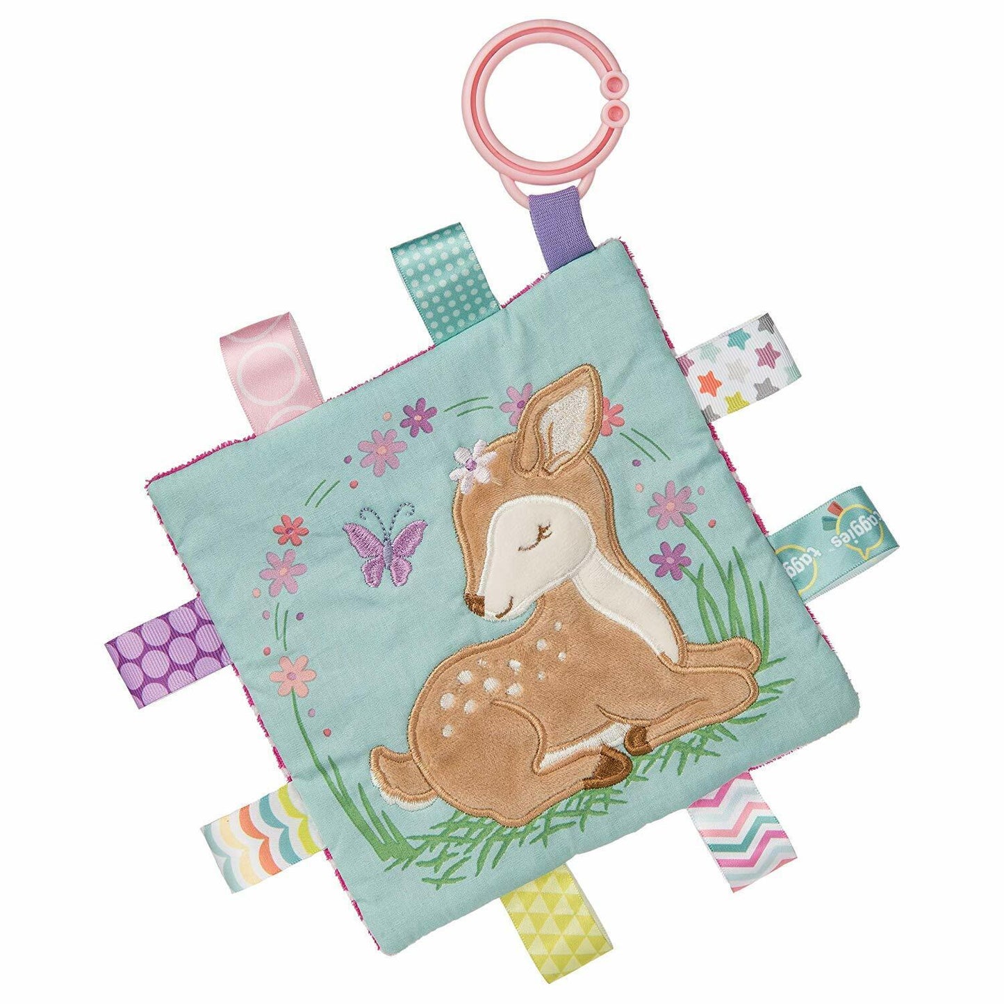 Mary Meyer Taggies Soothing Sensory Crinkle Me Toy, Flora Fawn, 6 x 6"