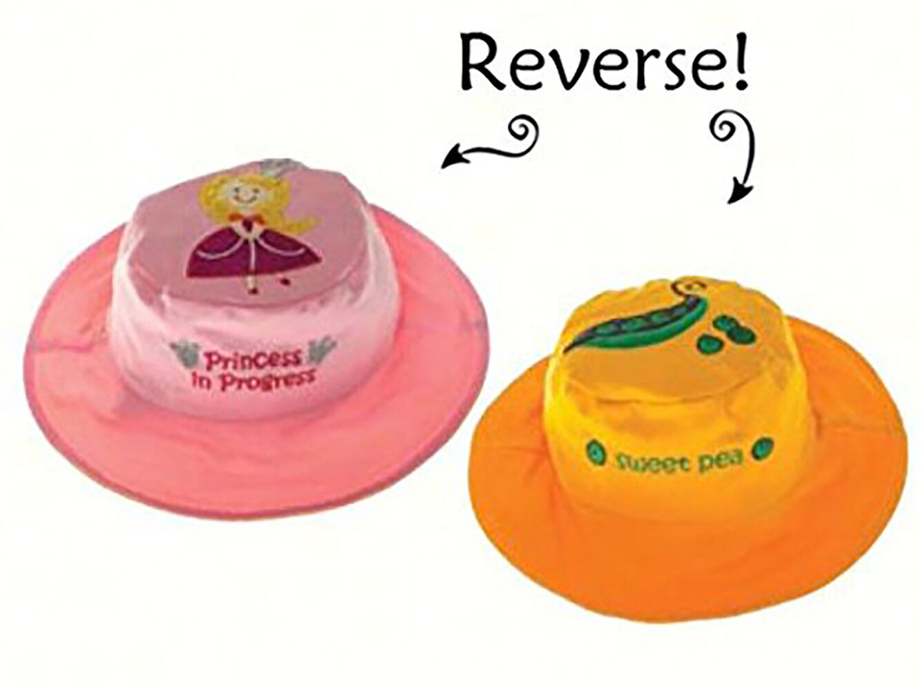 Luvali Reversible Kid's Sun Hats - UPF 50+ Medium: 2-4 years, Princess/Pea