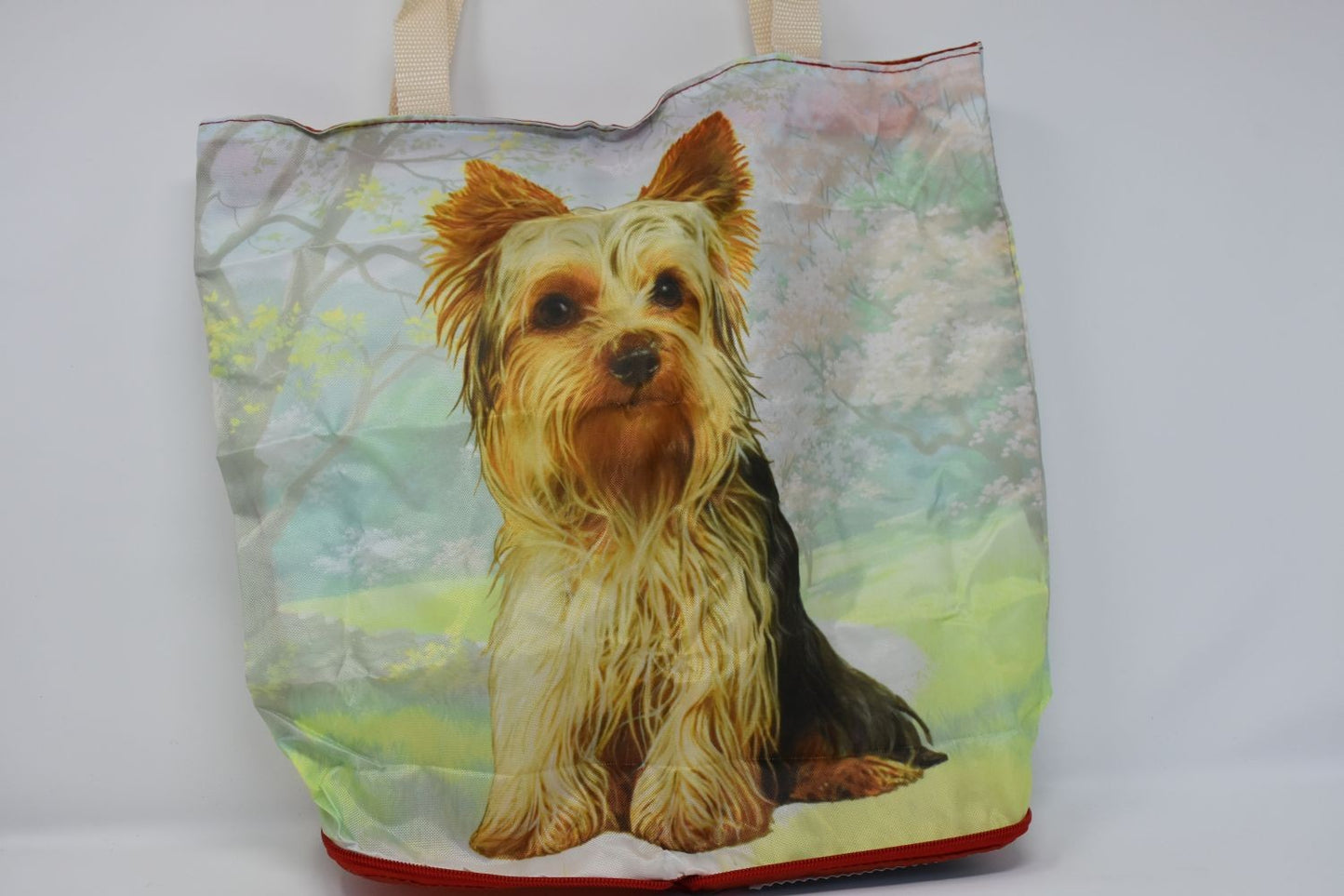 Yorkshire Terrier Yorkie Foldable Tote Bag -Waterproof - Zipper Market Tote