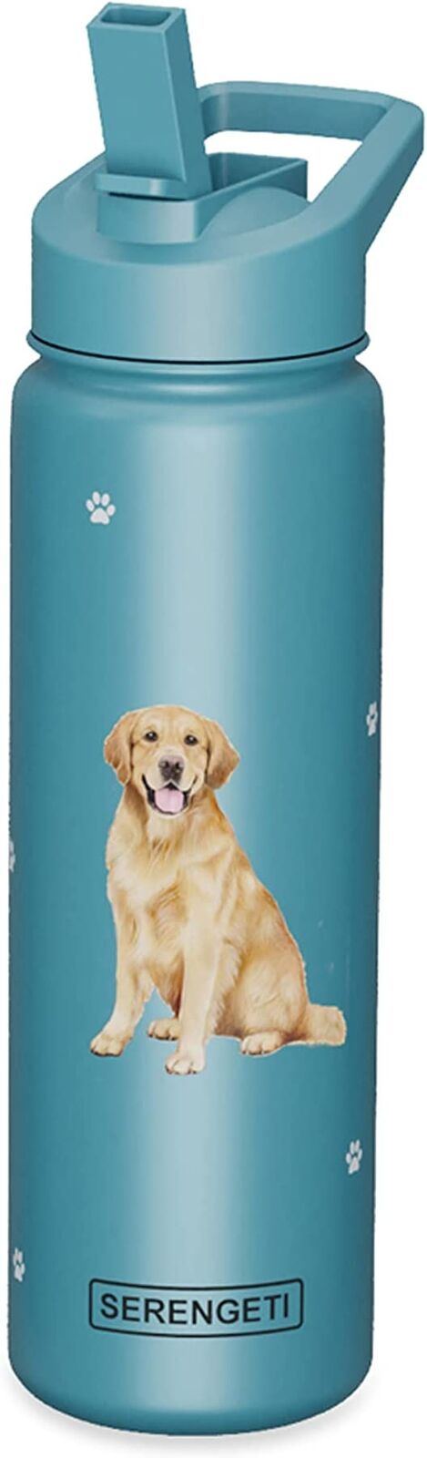 E&S Pets Stainless Steel Water Bottle 24 Oz., Spill Proof (Golden Retriever)