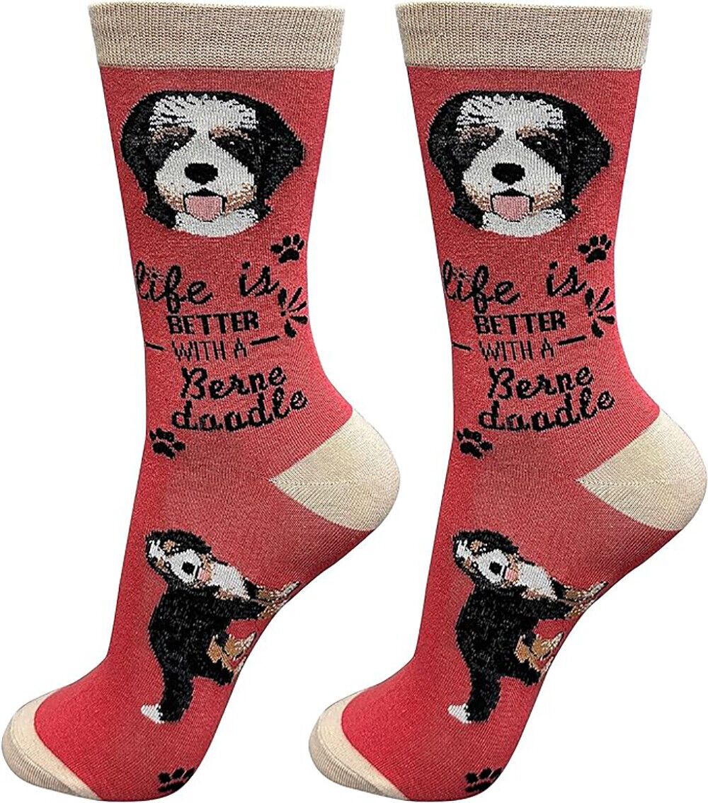 E&S Pets Pet Lover Socks, Life is Better with a Bernedoodle, One size fits most