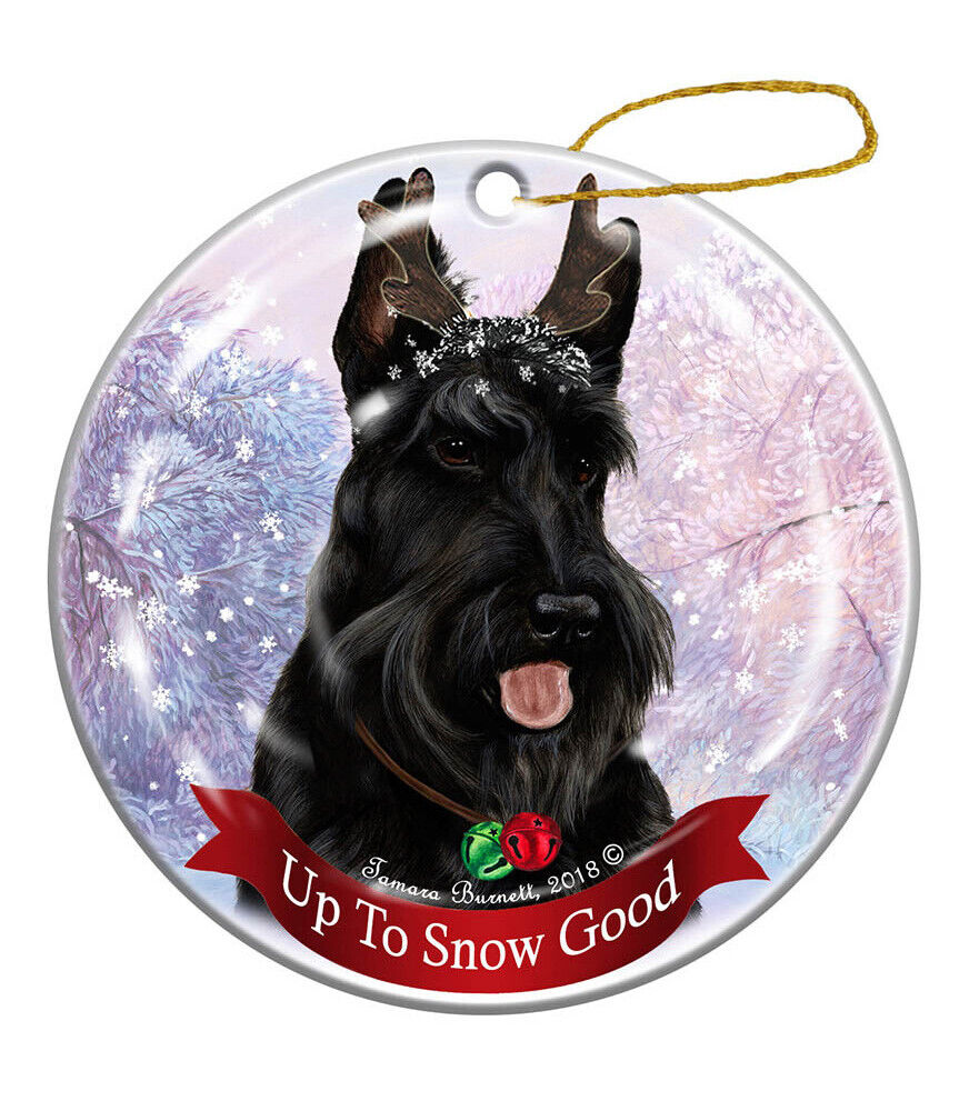 Holiday Pet Gifts Black Scottish Terrier Dog Porcelain Christmas Ornament