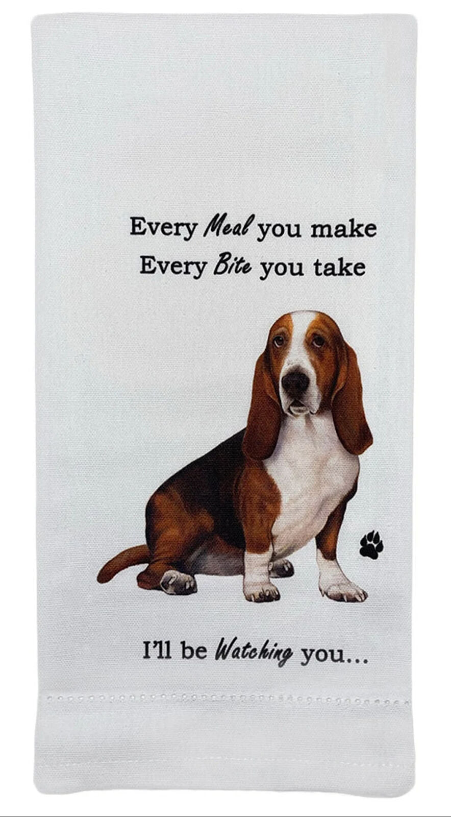 E&S Pets 711-2 Basset Hound Kitchen Towel, Off-white