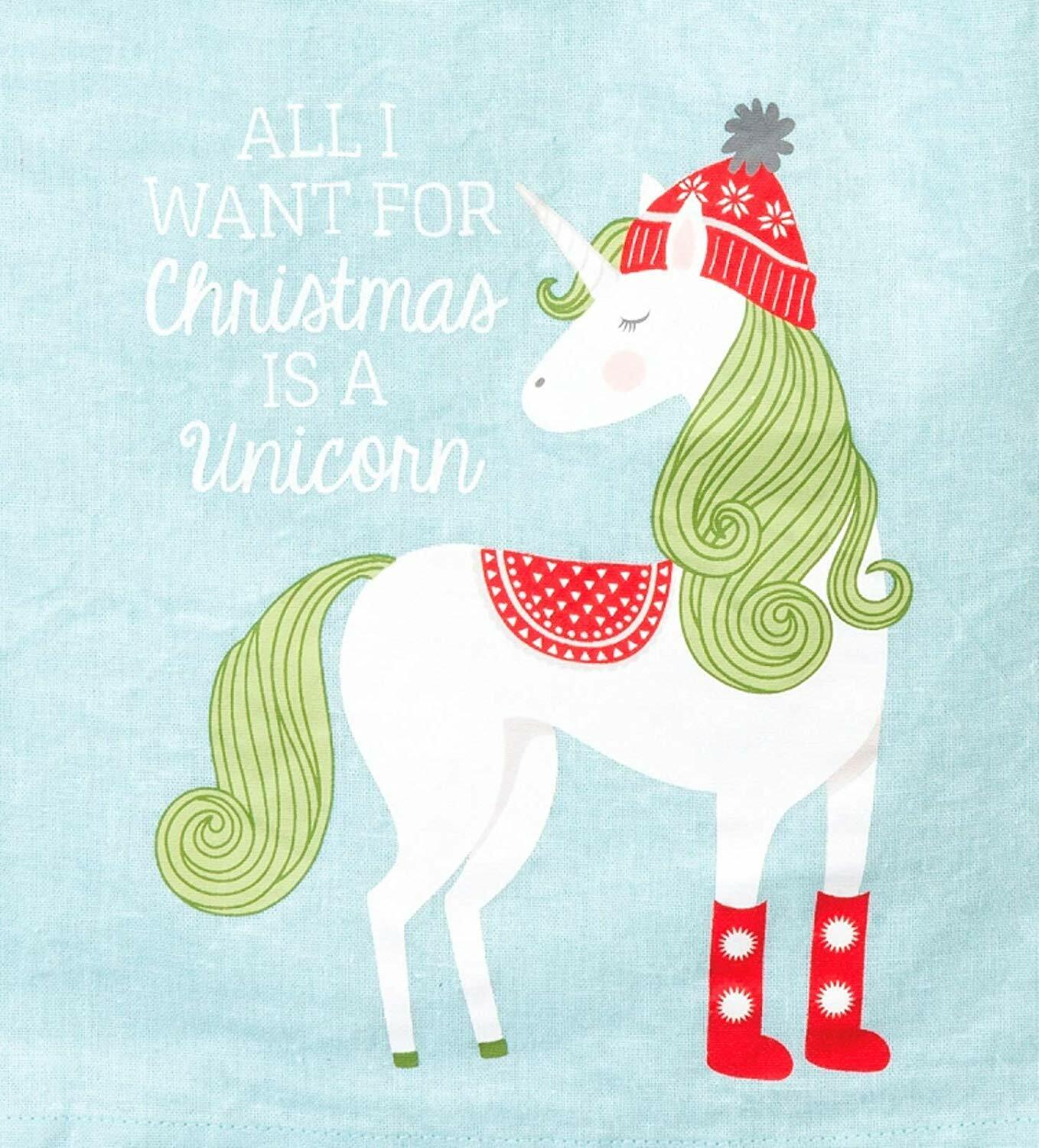 Primitives by Kathy Dish Towel - All I Want for Christmas is A Unicorn
