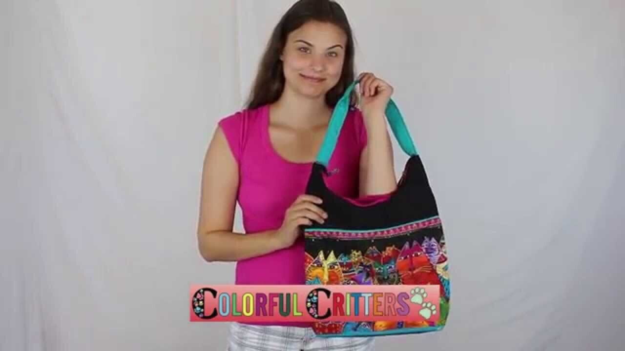 Laurel Burch Medium Scoop Tote Zipper Top 14 x 3 x 12, Fantasticats