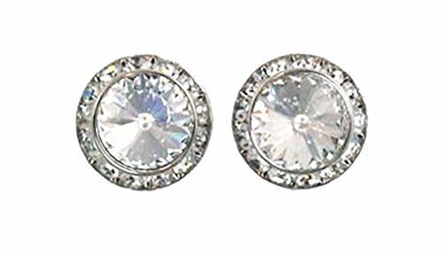 Finishing Touch Extra Large Crystal Stone Show Earrings - Clear - Silver Finish