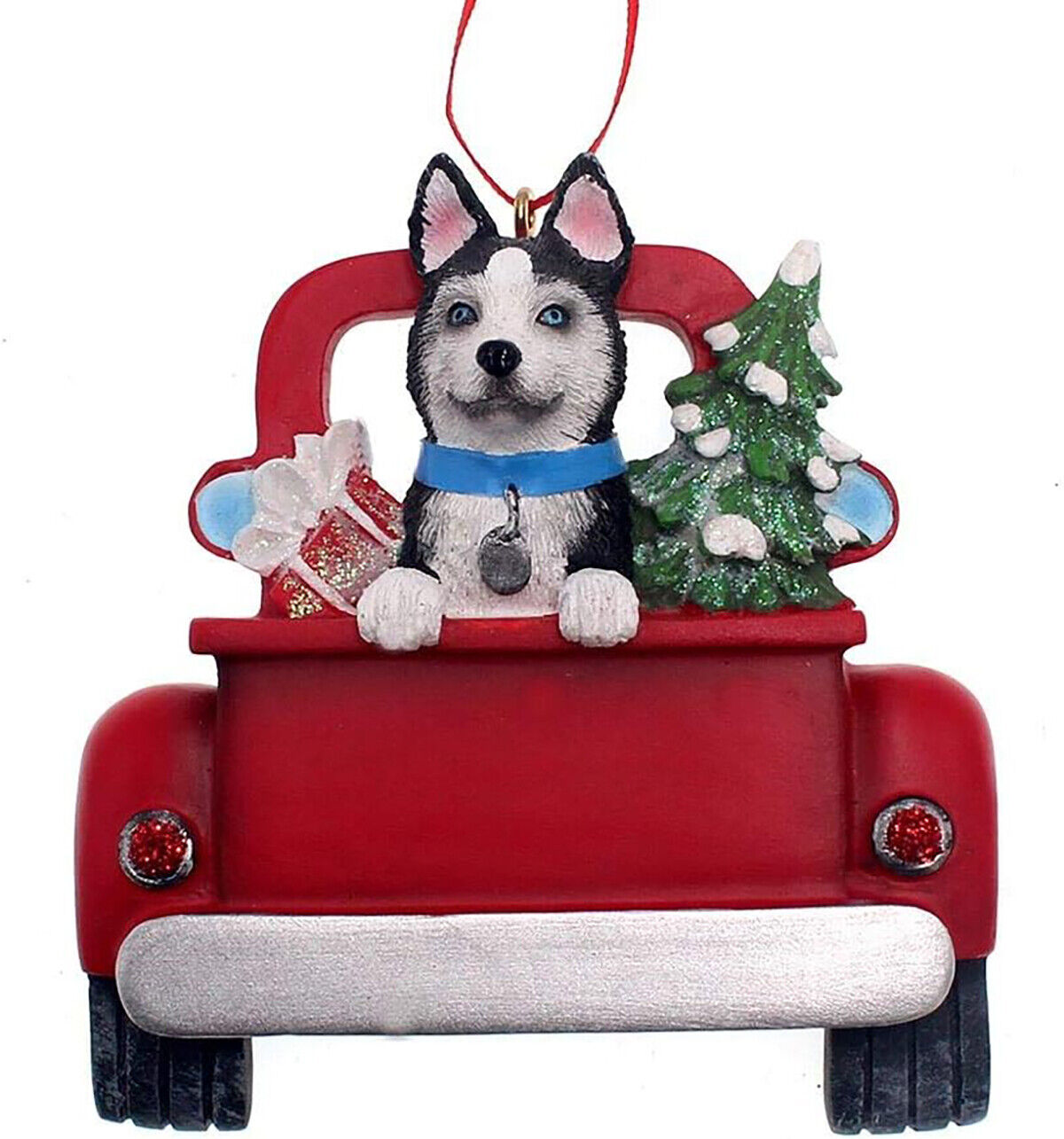 Kurt Adler Husky Dog in Back of Truck Hanging Ornament 5 in. High,