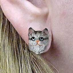Conversation Concepts Silver Shorthaired Tabby Cat Earrings Post
