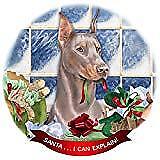 Doberman Red Uncropped Dog Porcelain Ornament Pet Gift Santa I Can Explain!