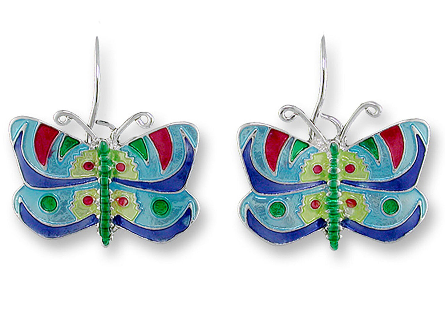 Judith Geiger Silver Plated Calypso Butterfly Enamel Dangle Earrings