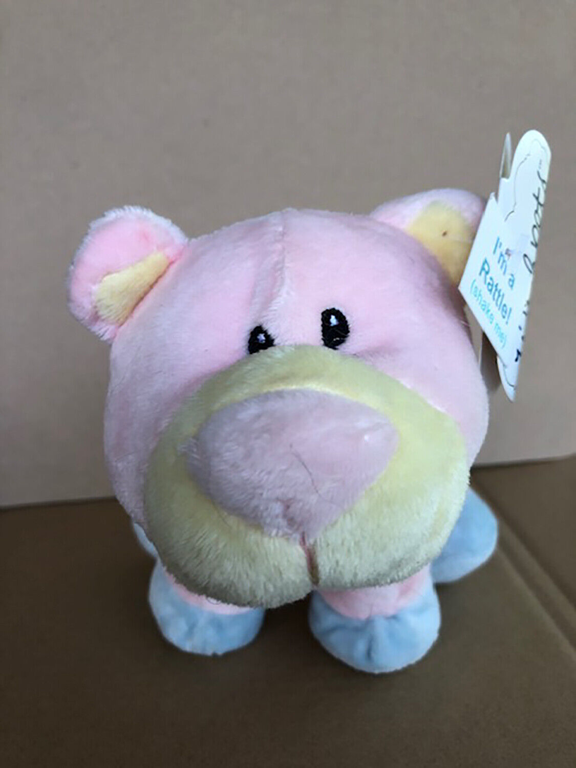 Wishpets 8" Pink Bear Baby Zoo Animals with Rattle