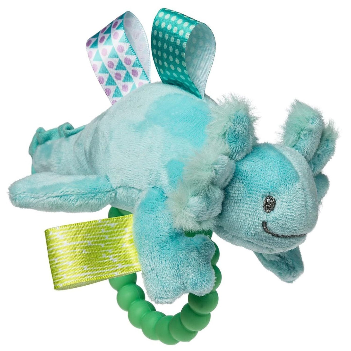 Mary Meyer Taggies Sensory Soft Rattle with Teether Ring, Fizzy Aqua Axolotl