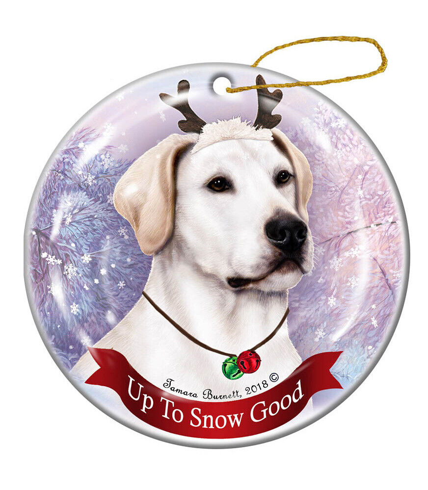Holiday Pet Gifts American White Lab Dog Porcelain Christmas Ornament