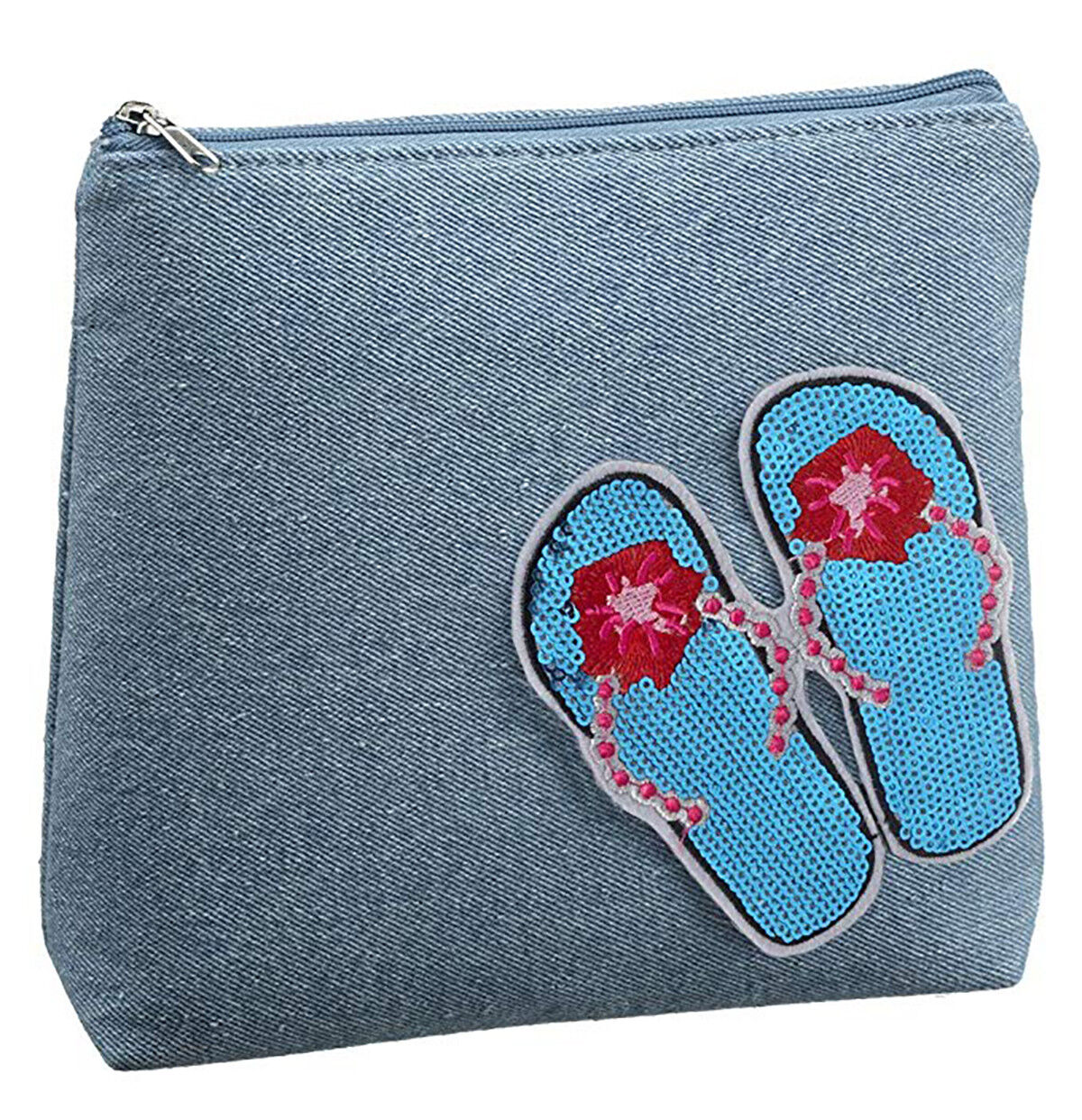 Ganz KABOOM! Patches - Light Denim Cosmetic Bag, Flip Flops