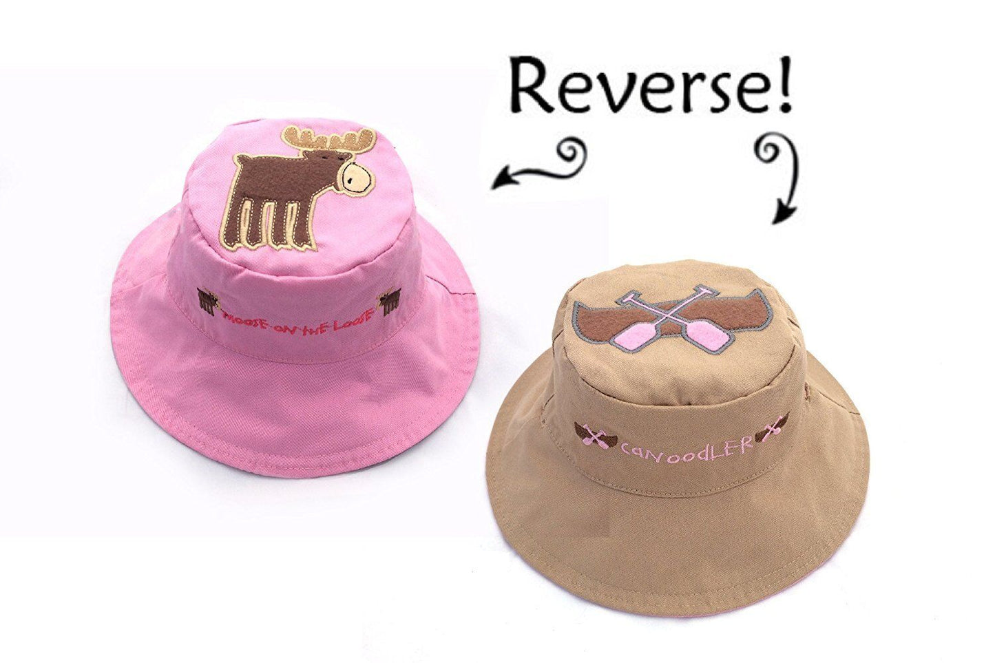 Luvali Reversible Kid's Sun Hats - UPF 50+ Medium: 2-4 years, (Moose/Canoe)