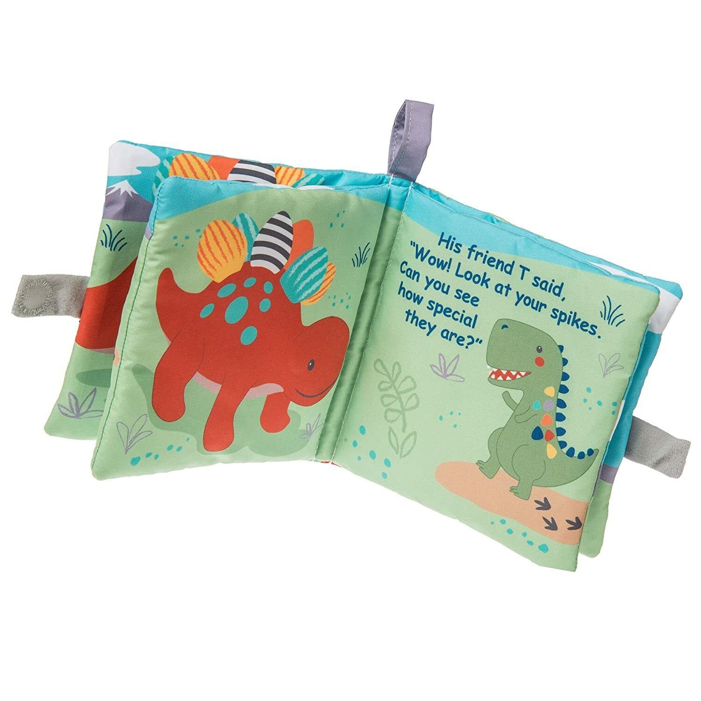 Mary Meyer Soft Cloth Book with Crinkle & Squeaker, 6-Inches, Pebblesaurus Dino
