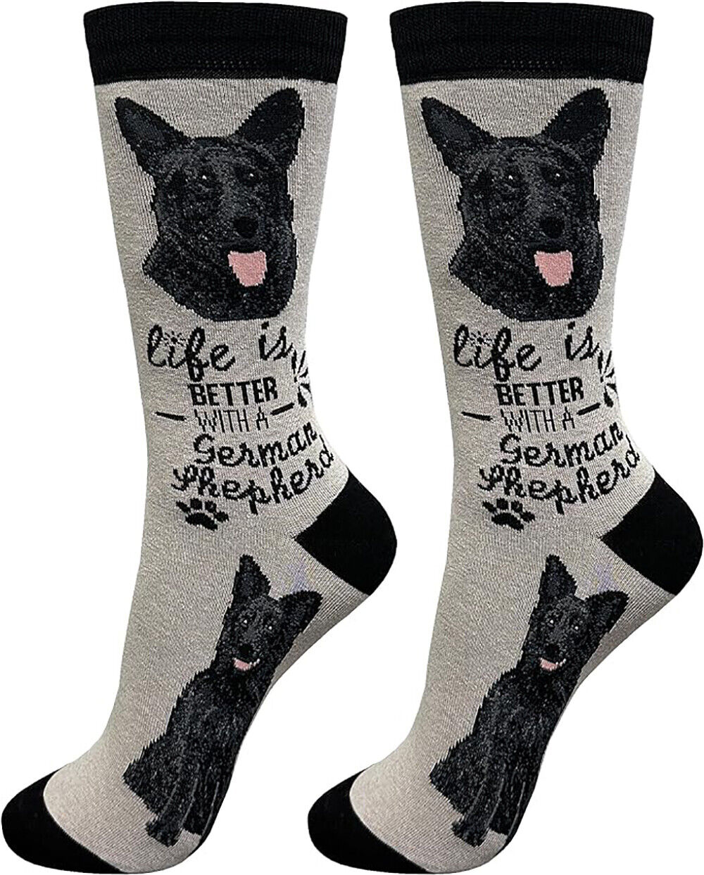 E&S Pets Pet Lover Socks, Life is Better with a Black German Shepherd