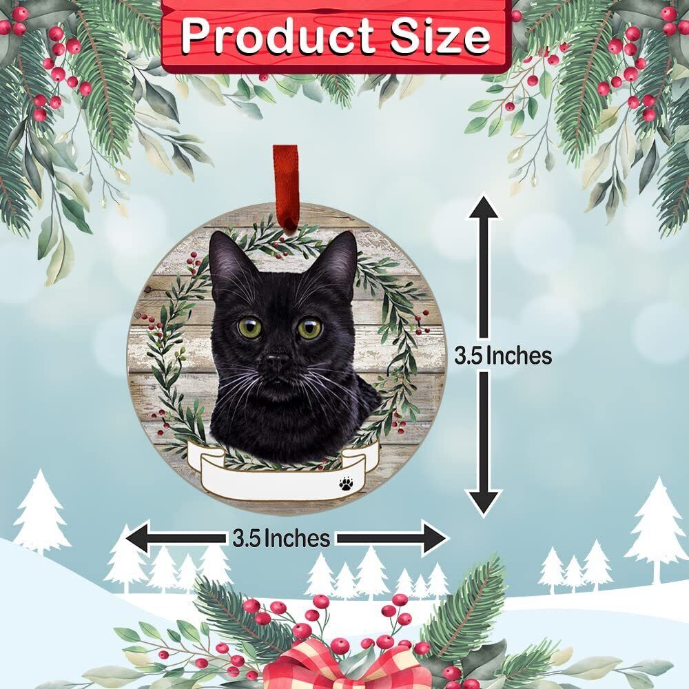 Tuxedo Cat Ornament - E&S Pets - DIY Personalizable, Ceramic Round Ornament