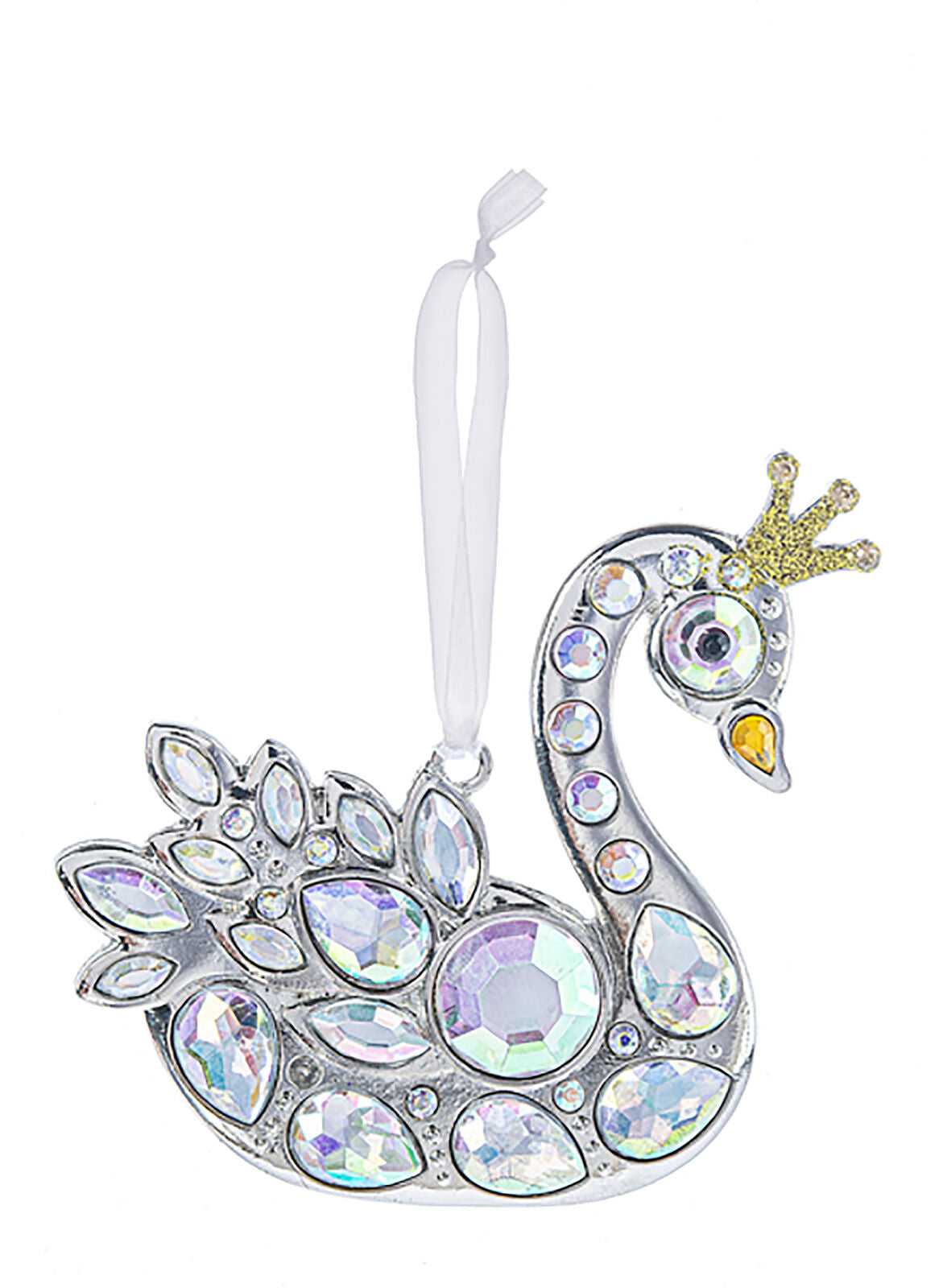 Ganz Swan Acrylic Aurora Borealis Clear Crystal Ornament/Suncatcher, 3.5"