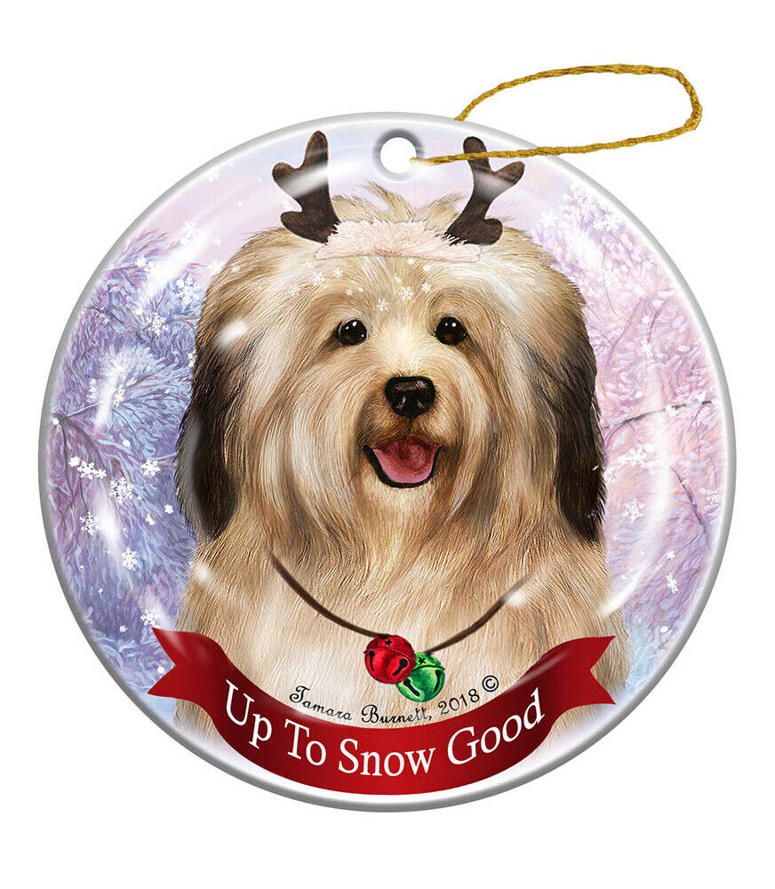 Holiday Pet Gifts Cream Havanese Dog Porcelain Christmas Ornament