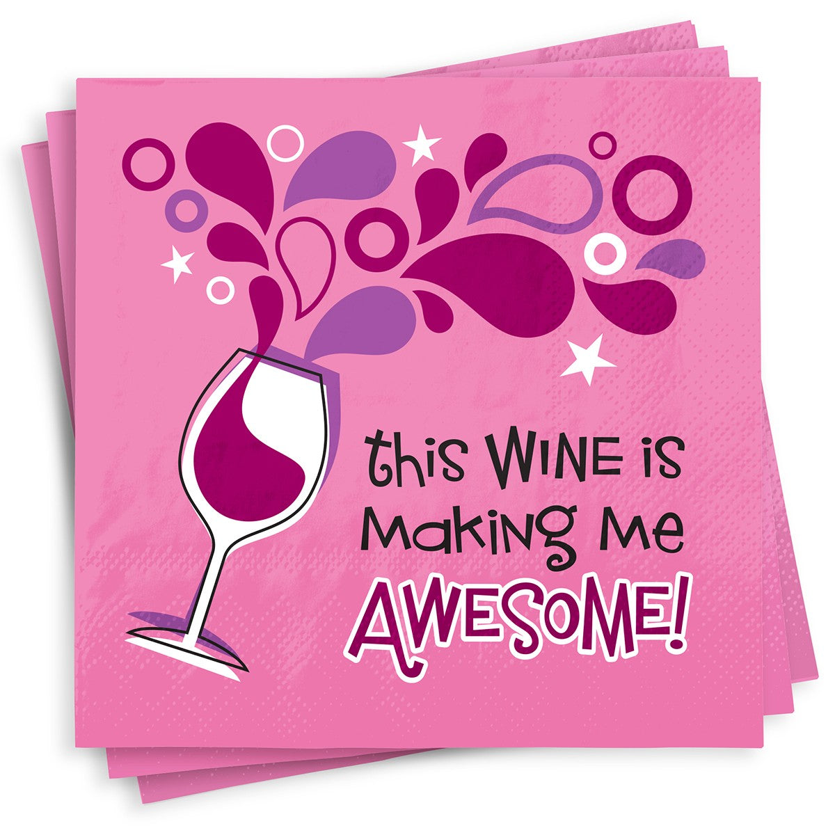 Chris's Stuff Wine Beverage Paper Napkins, Set of 25, Wine Awesome