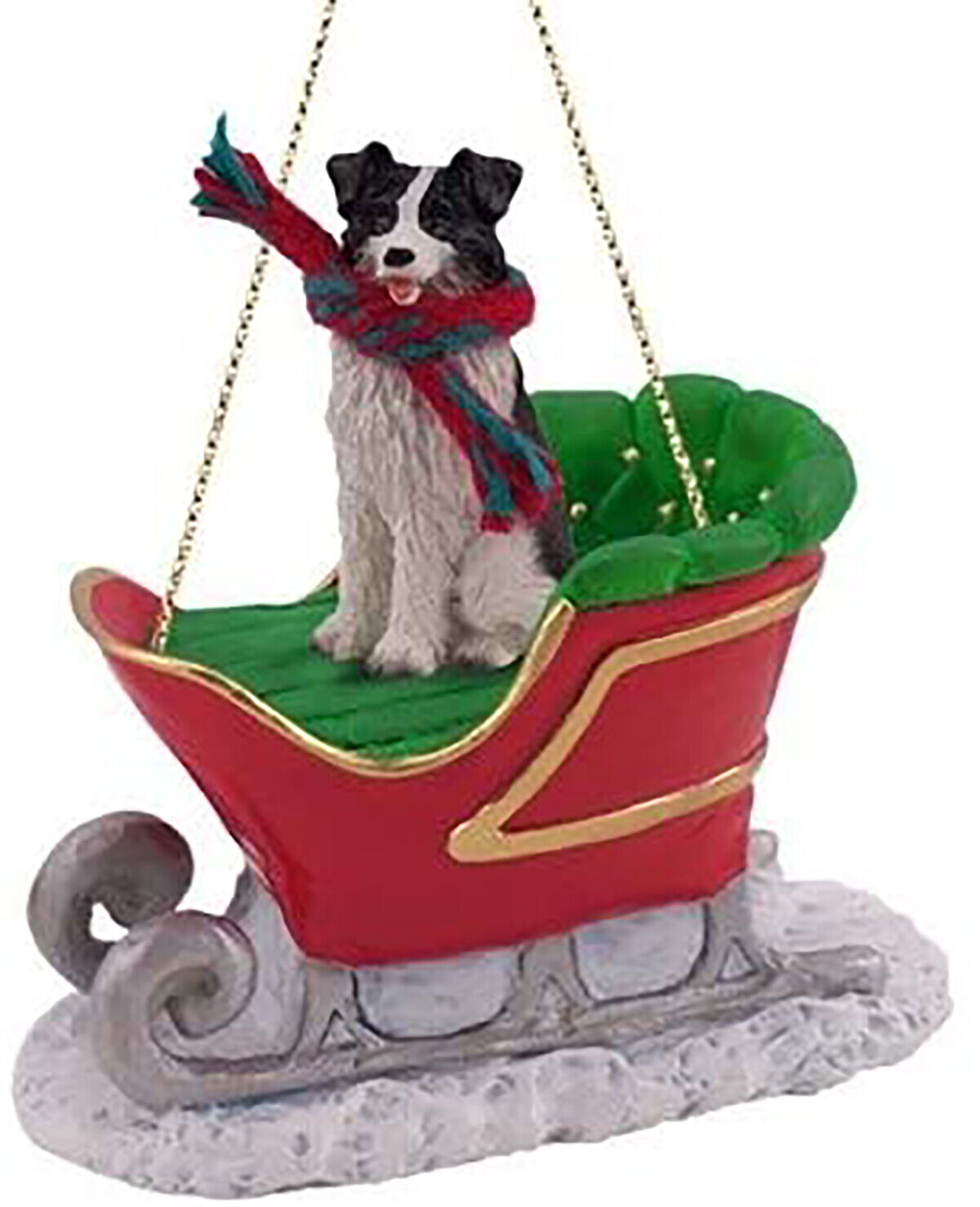 Conversation Concepts Border Collie Dog Sleigh Dog Holiday Ornament