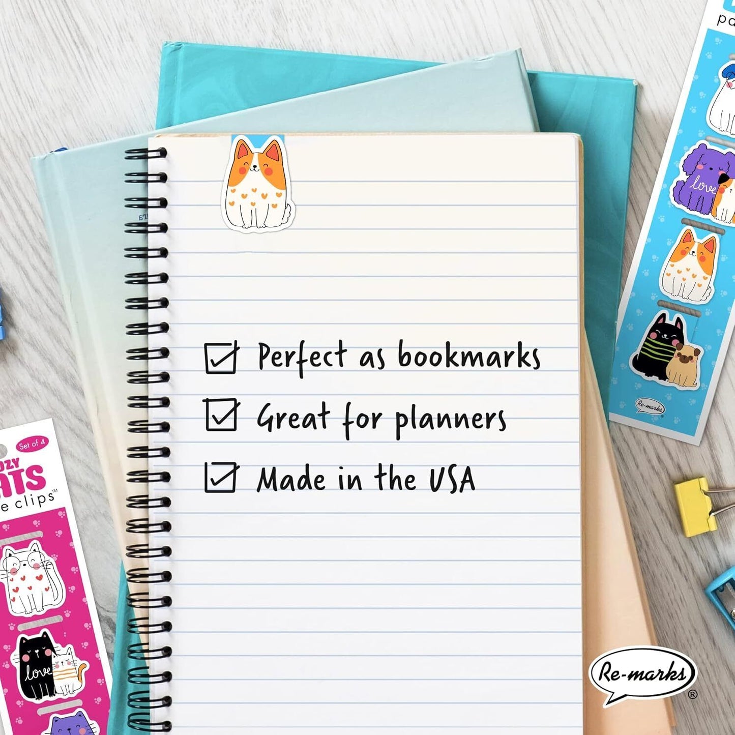 Re-marks Cozy Dogs with Hearts Magnetic Page Clips, Set of 4