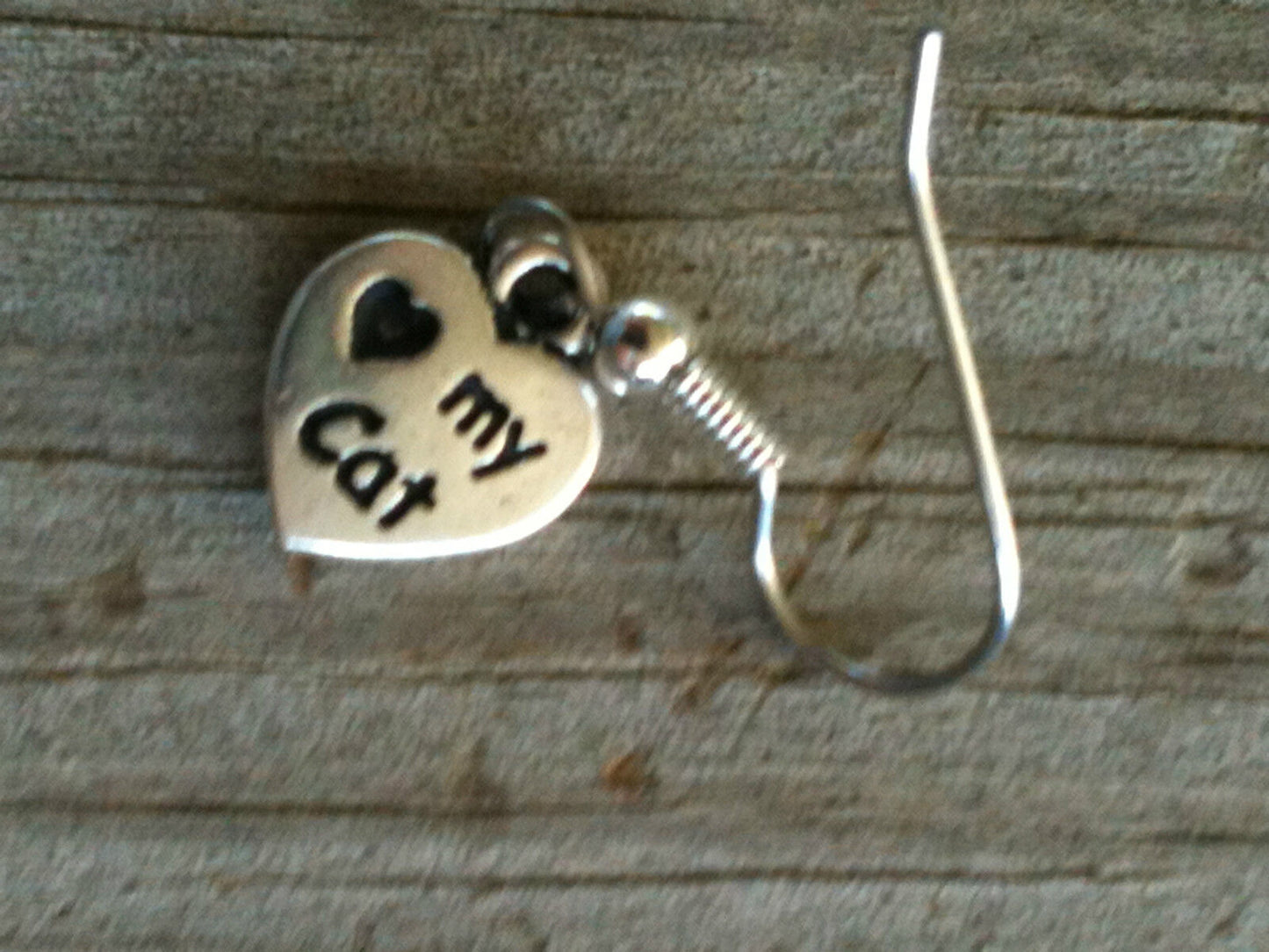 Tiny Silver Plated Pewter Love my Cat Earrings