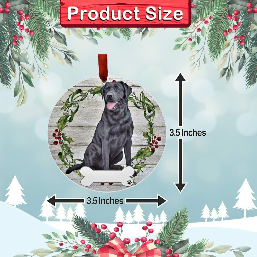 Black Lab Ornament - E&S Pets - DIY Personalizable, Ceramic Round Ornament