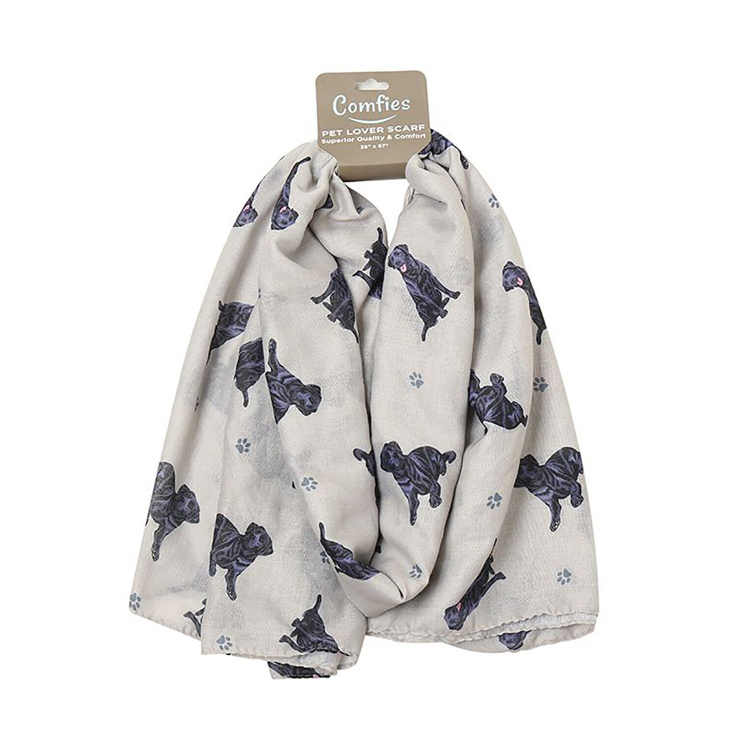 Black Labrador Retriever Dog Lover Scarf - Year-round scarf, Lightweight, 67"