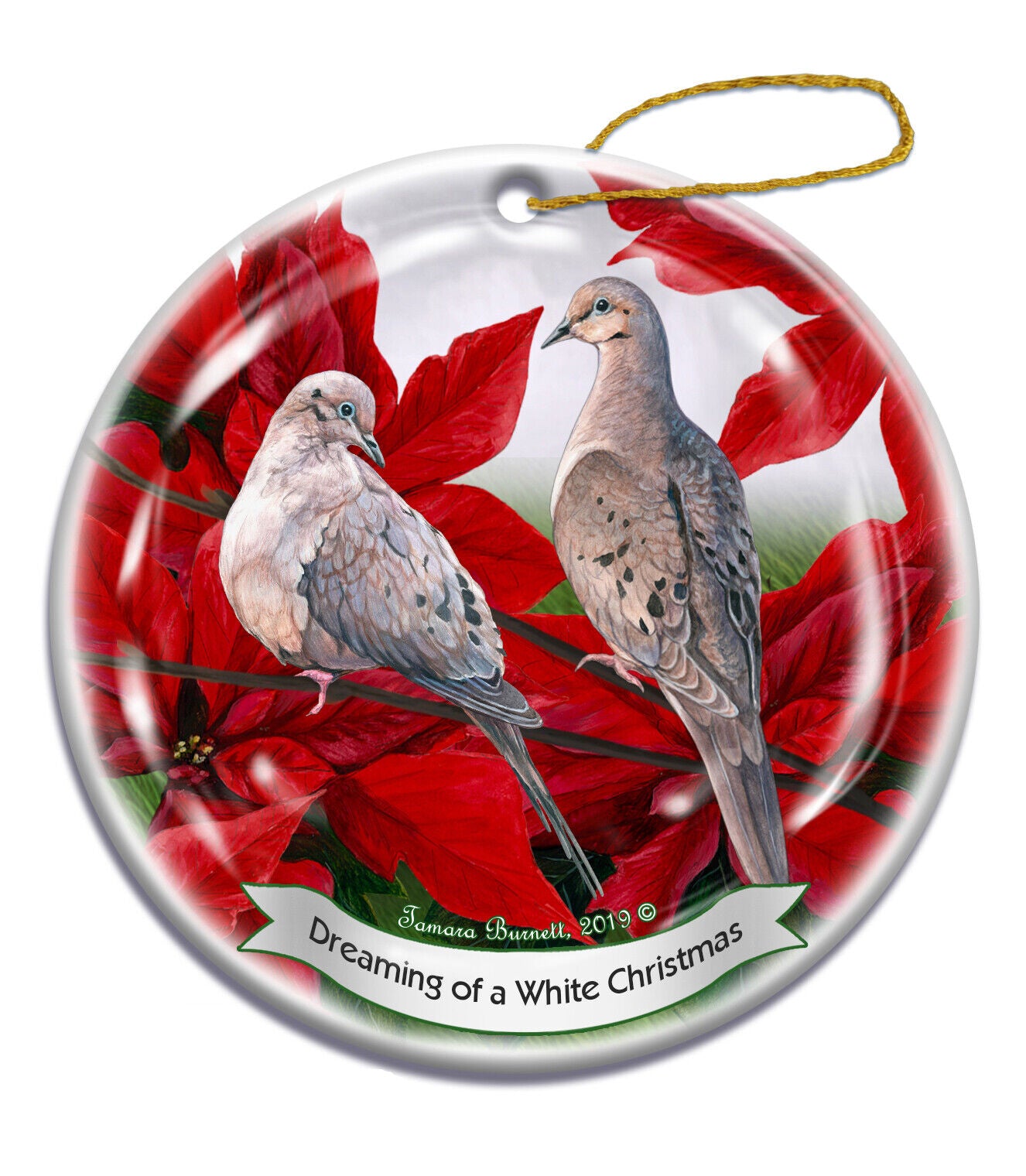 Holiday Pet Gifts Mourning Doves Bird Porcelain Christmas Ornament