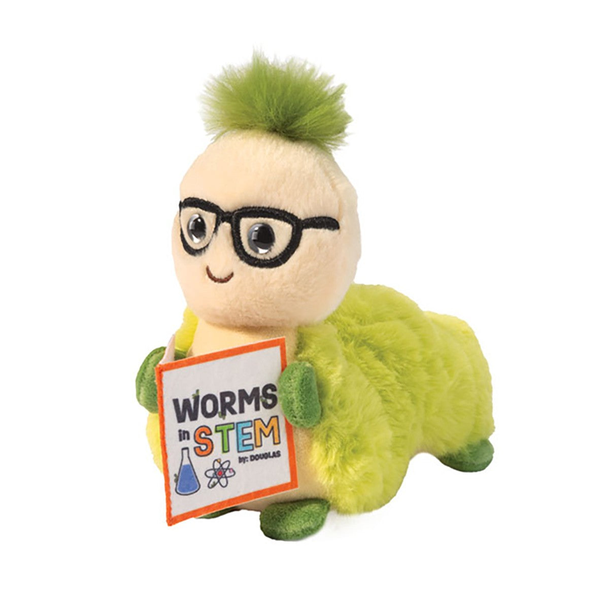 Douglas Toys Atom Bookworm Green Plush Stuffed Animal Toy, 7.5"