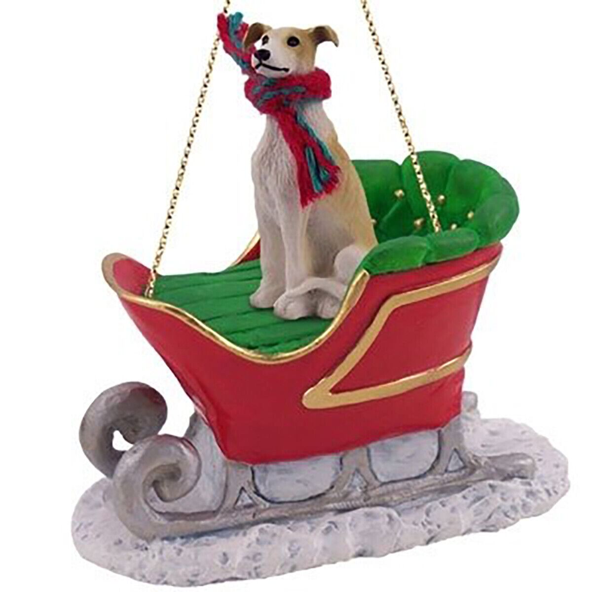 Conversation Concepts Tan-White Greyhound Dog Sleigh Dog Holiday Ornament