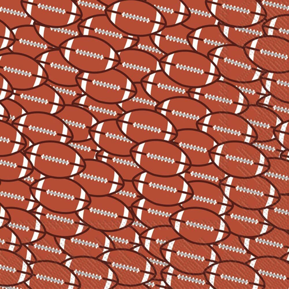 Boston International 5x5 in Paper Cocktail Napkin Football Red Brown Pack of 20