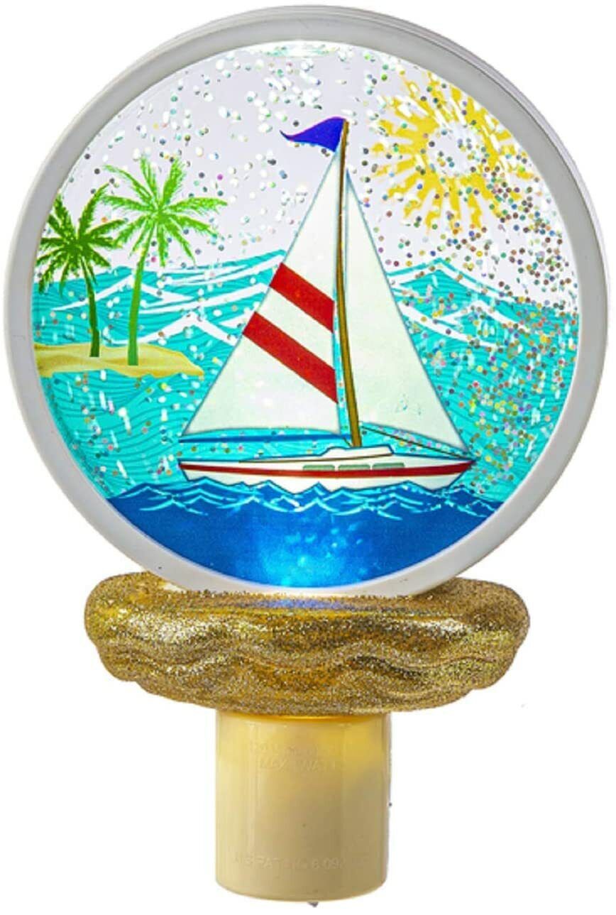 Ganz ME178415 Sailboat LED Shimmer Disk Night Light, 6.25-inch Height
