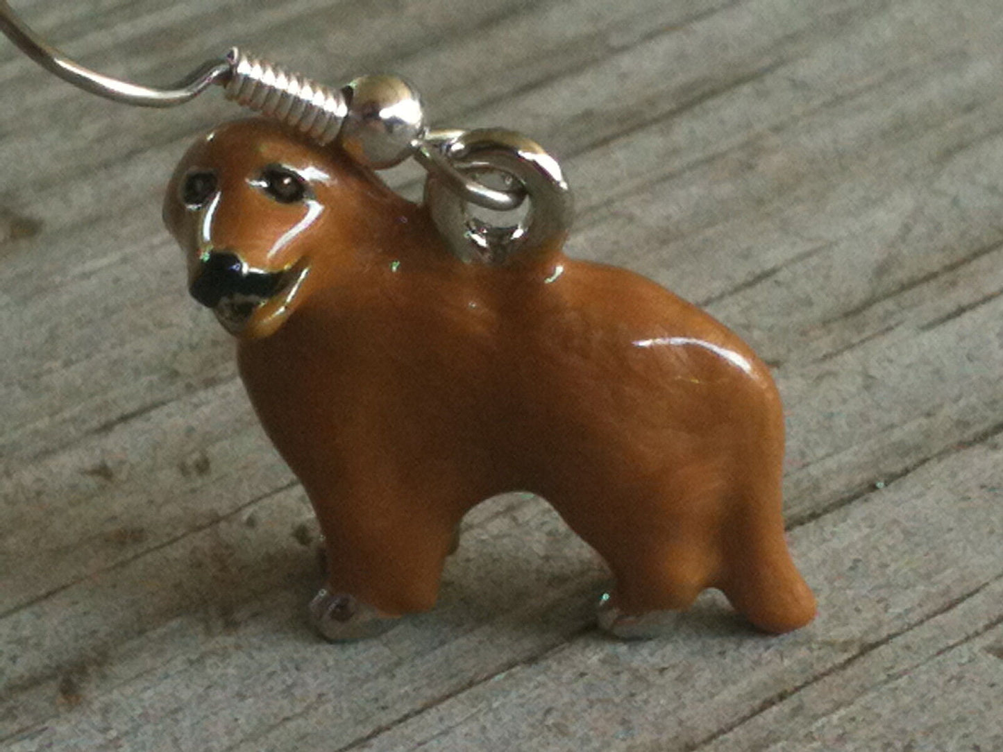 3-D Golden Retriever Dog Enameled Earrings