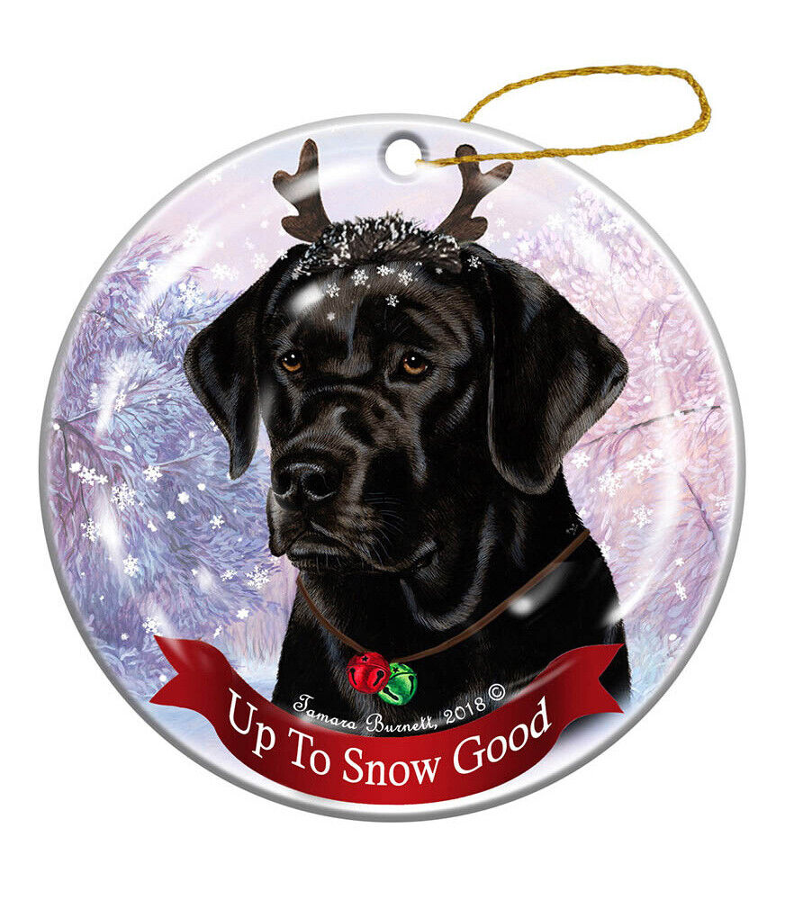 Holiday Pet Gifts Black Labrador Dog Porcelain Christmas Ornament