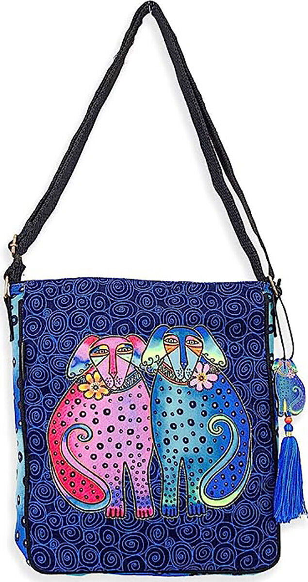 Women's Laurel Burch, Eros and Ellie Karakara Pups Dogs Crossbody, 12 x12.5"
