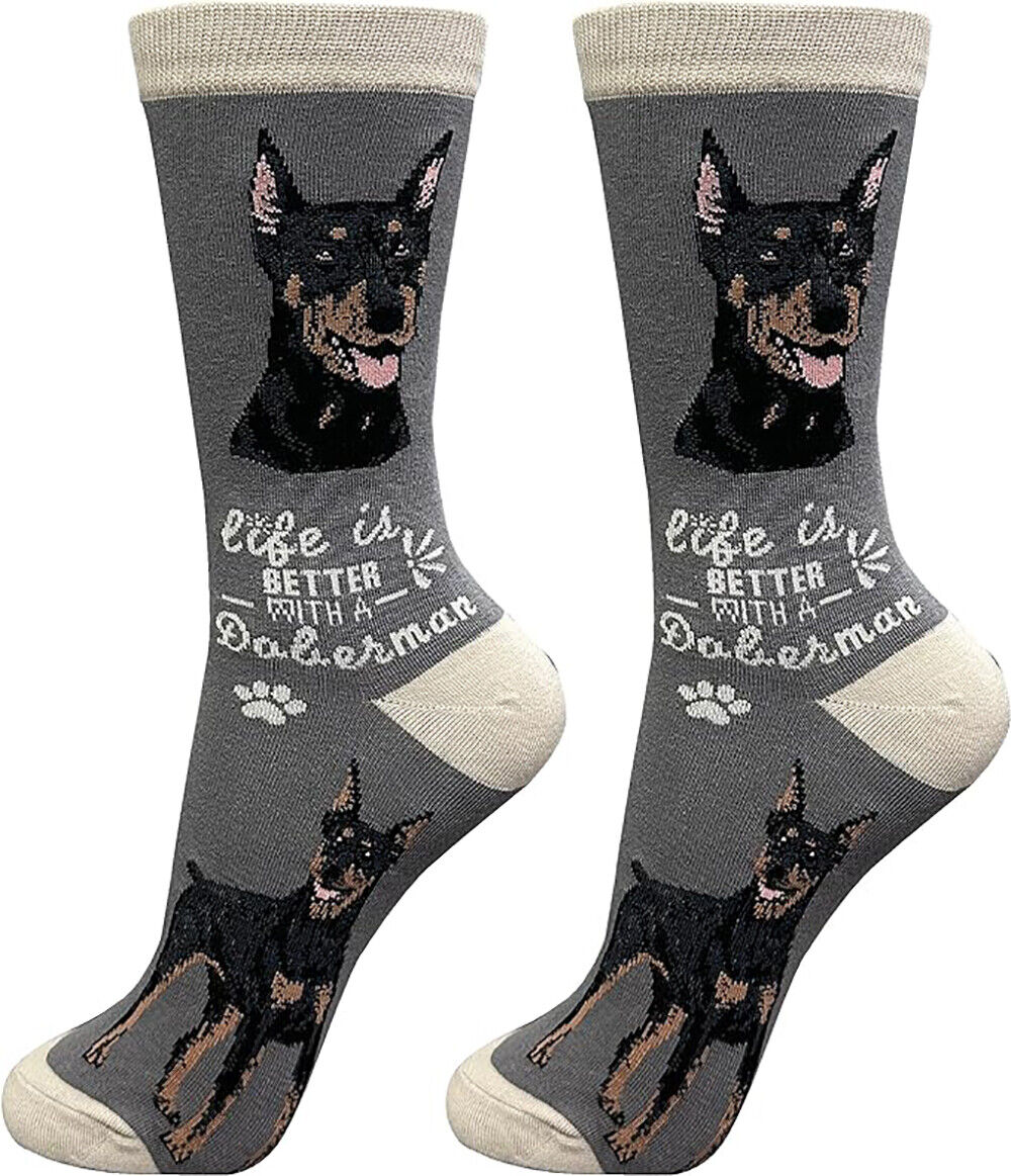 E&S Pets Pet Lover Socks, Life is Better with a Doberman, One size fits most