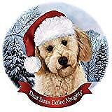 Holiday Pet Gifts Yellow Labradoodle Dog Santa Hat Porcelain Ornament