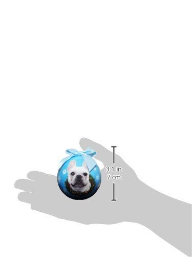 "French Bulldog White Christmas Ornament" Shatter Proof Ball Easy To Personalize