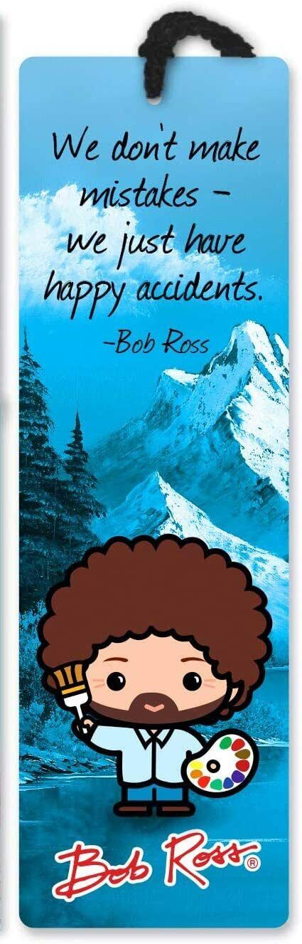 Re-Marks Quotemarks Bob Ross No Mistakes, Just Happy Accidents Bookmark w Tassel